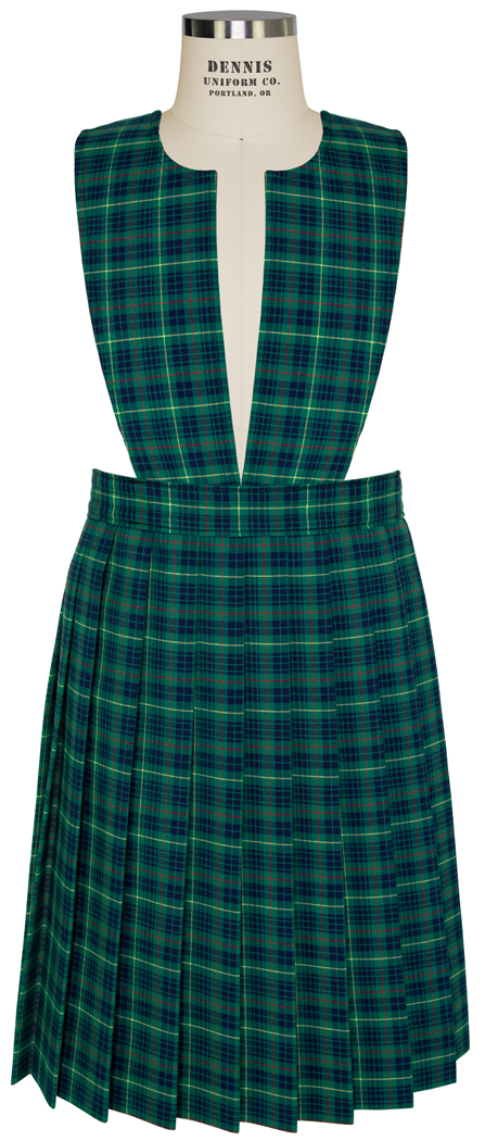 Macbeth Plaid Bib Front Stitched Down Knife Pleat Jumper
