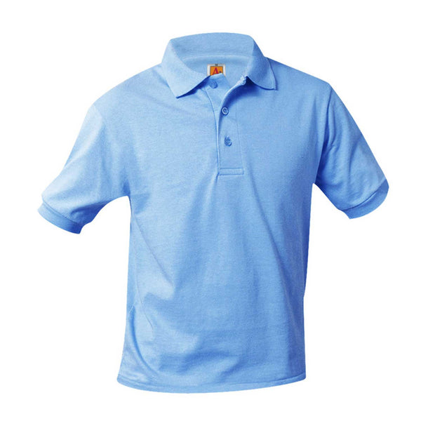 Unisex Blue Jersey Knit Short Sleeve Polo