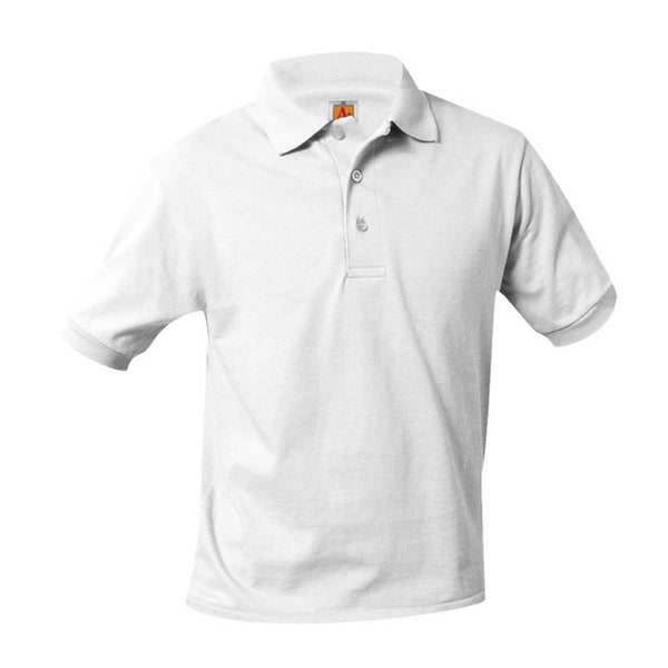 Unisex White Jersey Knit Short Sleeve Polo