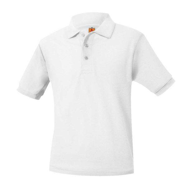 White Unisex Pique Short Sleeve Polo