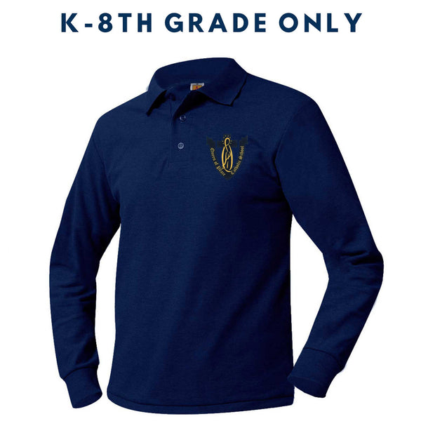Queen of Peace K-8 Unisex Pique Long Sleeve Polo