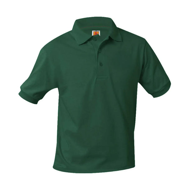 Unisex Green Jersey Knit Short Sleeve Polo
