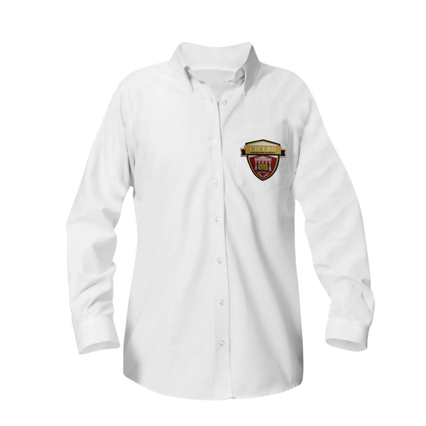 Cicero Prep Female Oxford Long Sleeve Blouse - Patch on the pocket
