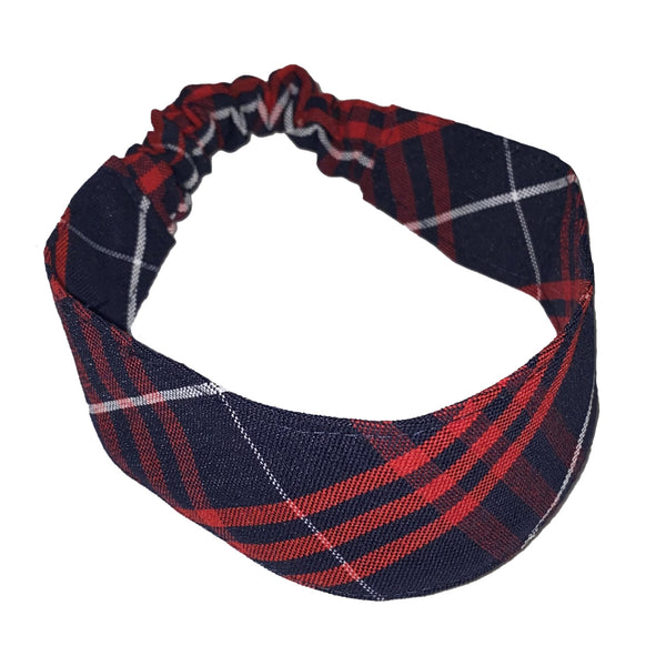 Plaid 36 Fabric Headband w/Elastic in Back