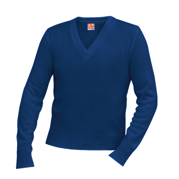 Navy Unisex V Neck Pullover Sweater