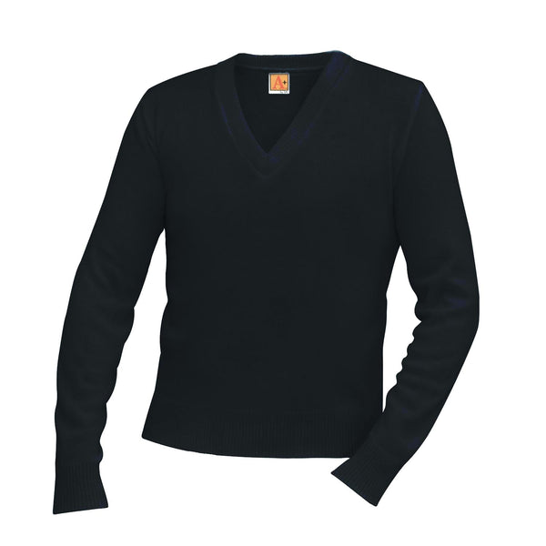 Black Unisex V Neck Pullover Sweater