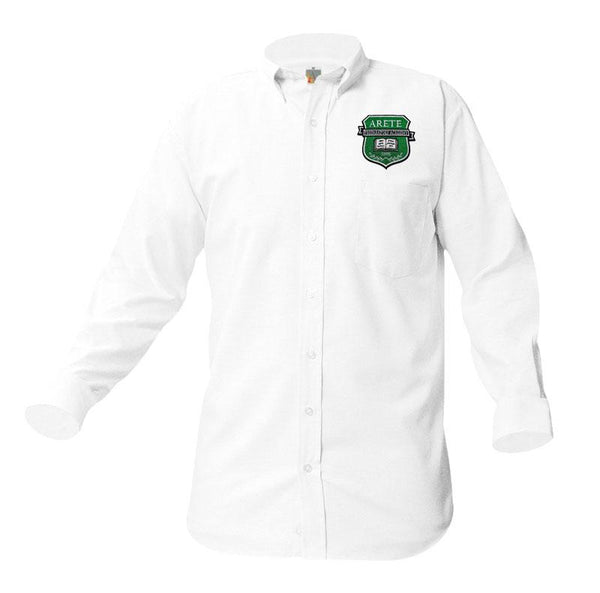 Arete Prep Academy Male Oxford Long Sleeve (9th-12th Grade) - Patch on the pocket