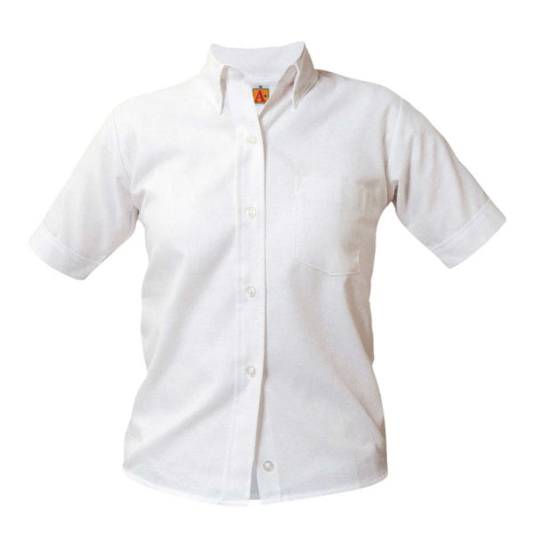 Female White Oxford Short Sleeve Blouse