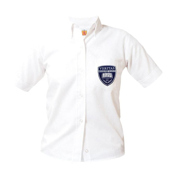 Veritas Prep Female Oxford Short Sleeve Blouse - Patch on the pocket