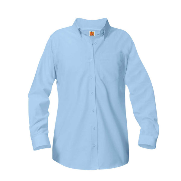 Female Blue Oxford Long Sleeve Blouse