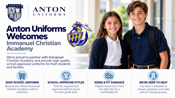 Anton Uniforms welcomes Immanuel Christian Academy in El Paso, with the knight school logo and uniform shopping resources