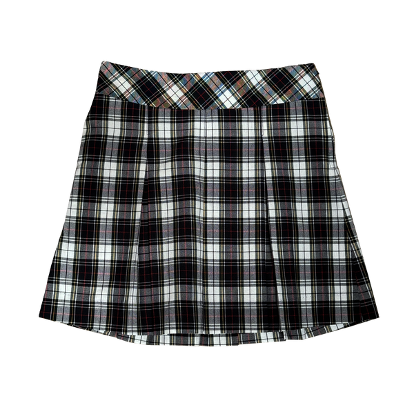 Ville De Marie Kick Pleat Plaid Skirt