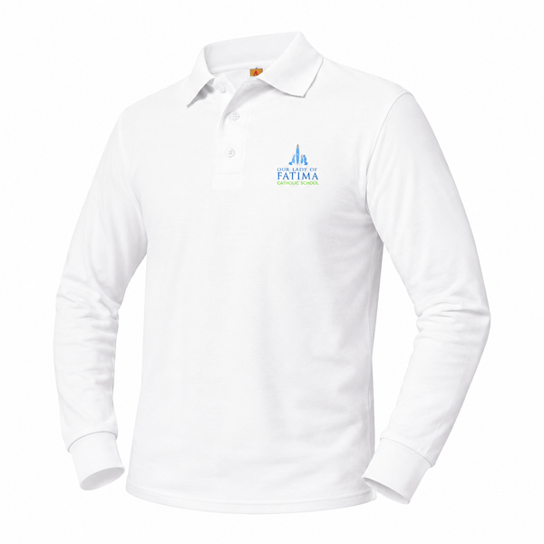 Our Lady Of Fatima Grey Unisex Pique Long Sleeve Polo