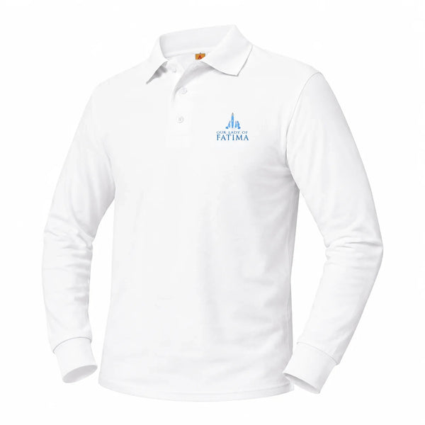 Our Lady Of Fatima Grey Unisex Pique Long Sleeve Polo