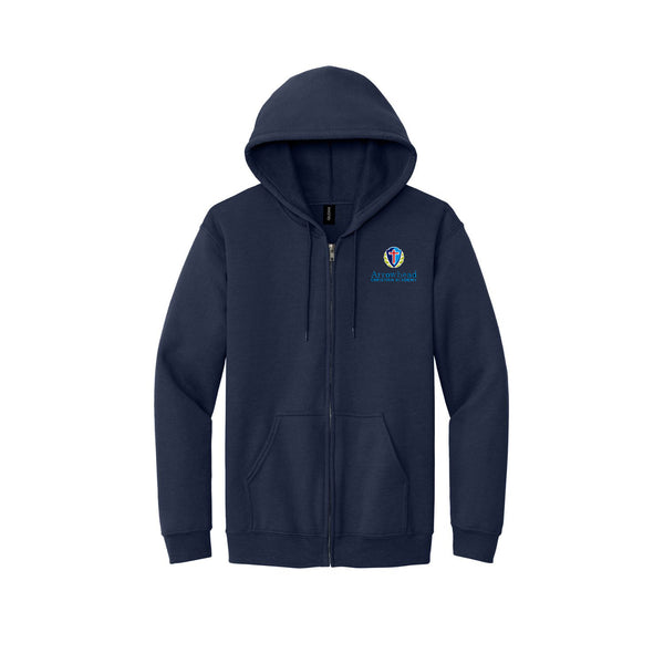 Arrowhead Christian Full-Zip Hooded Fleece Sweatshirt Navy