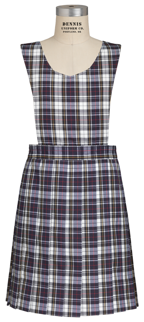 Marymount Plaid Bib Front Knife Pleat Jumper