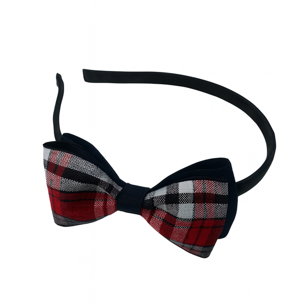 Plaid 69 Small Headband w/Plaid Bow