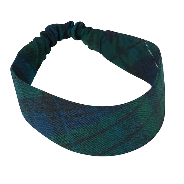Plaid 46 Fabric Headband w/Elastic in Back