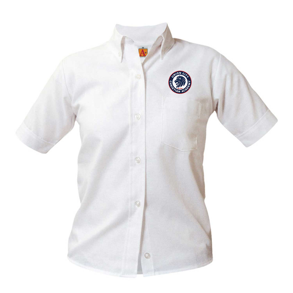 Union City Female White Classic Oxford Short Sleeve Blouse