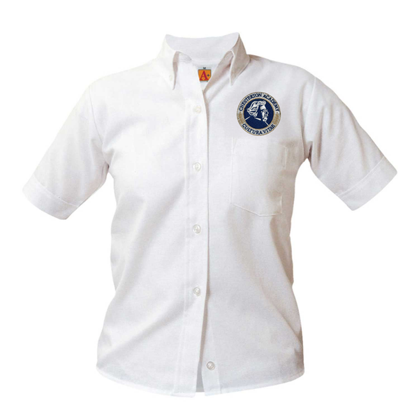 Chesterton Academy Female White Classic Oxford Short Sleeve Blouse