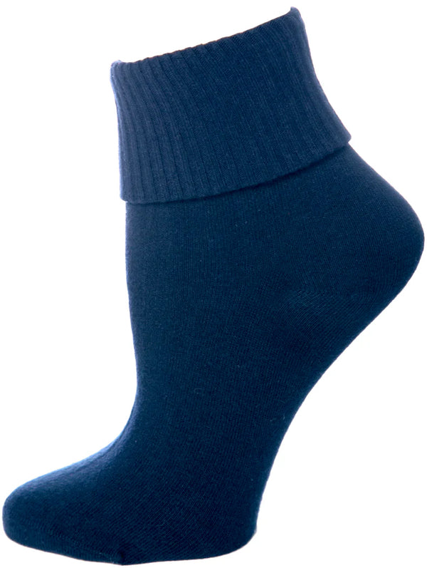 Triple Roll Navy Ribbed Crew Socks - 3 Pack