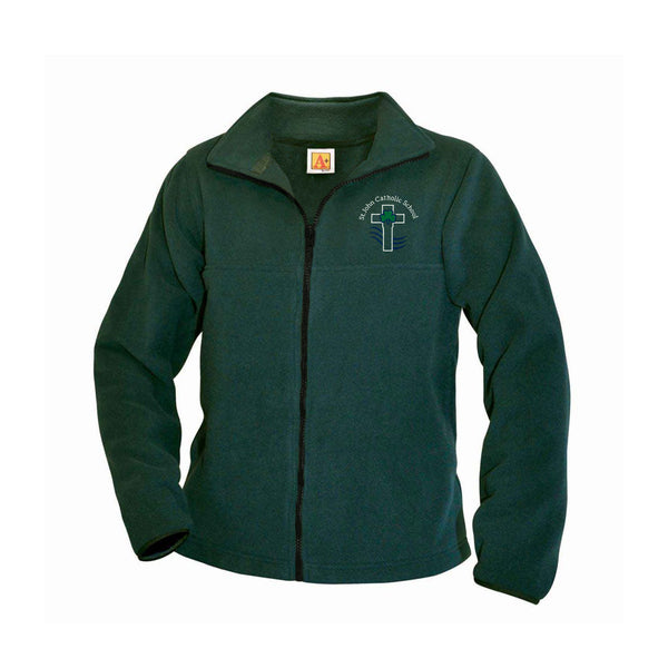 St. John Catholic Unisex Green Polar Fleece Full Zip Jacket