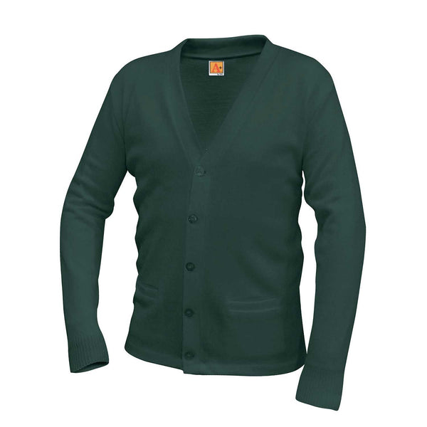 Green Unisex V Neck Cardigan