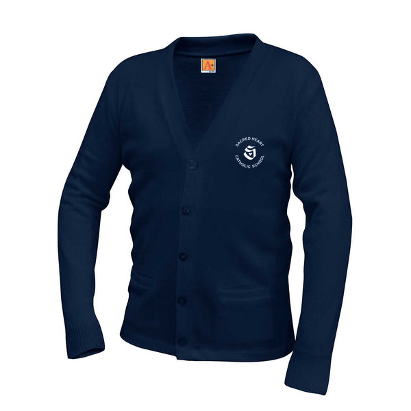 Sacred Heart Patterson Navy Unisex V Neck Cardigan