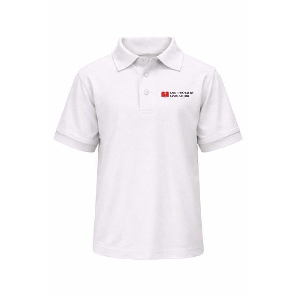 Saint Francis Catholic White Unisex Pique Short Sleeve Polo - K12 Brand