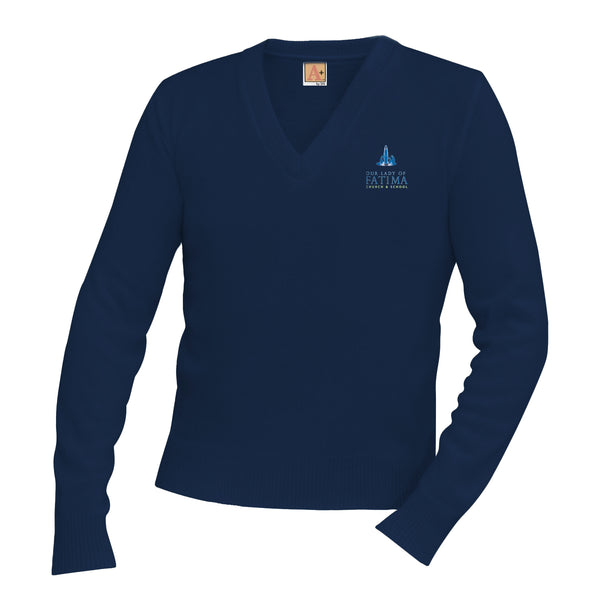 Our Lady Of Fatima Navy Unisex V Neck Pullover Sweater