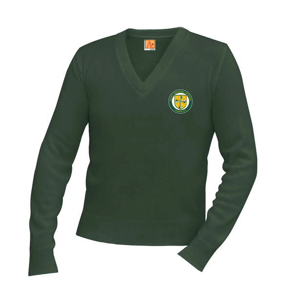 St. Michael Green Unisex V Neck Pullover Sweater