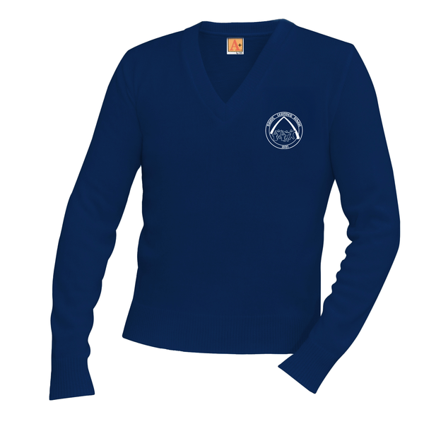 Saint Leander Navy Unisex V Neck Pullover Sweater