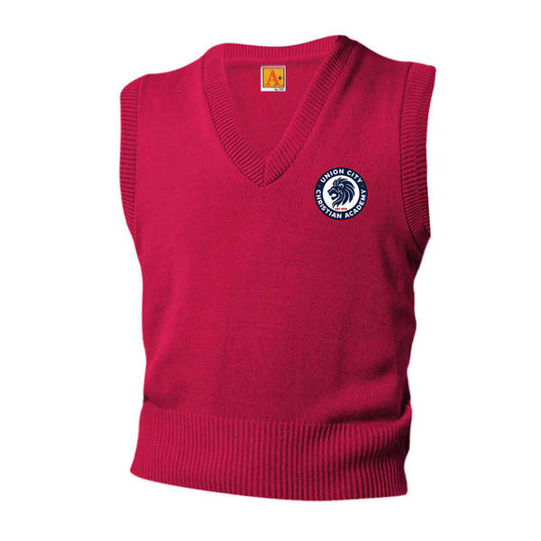 Union City Red Unisex V Neck Pullover Vest