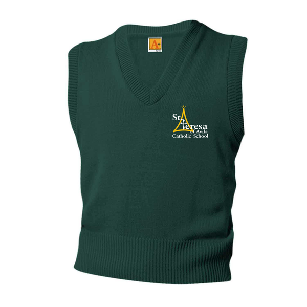 St. Teresa of Avila Green Unisex V Neck Pullover Vest K-5