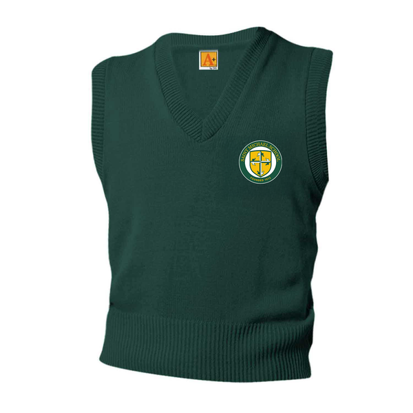 St. Michael Green Unisex V Neck Pullover Vest