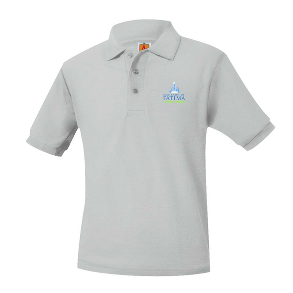 Our Lady Of Fatima Grey Unisex Pique Short Sleeve Polo