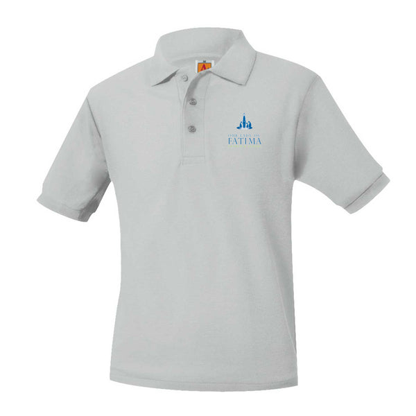 Our Lady Of Fatima Grey Unisex Pique Short Sleeve Polo