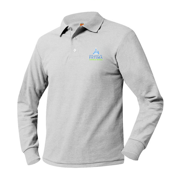 Our Lady Of Fatima Grey Unisex Pique Long Sleeve Polo