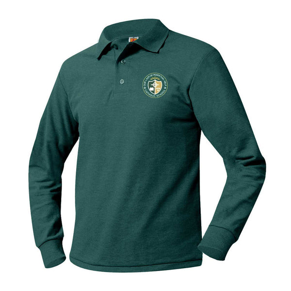 Our Lady of Perpetual Help Green Unisex Pique Long Sleeve Polo