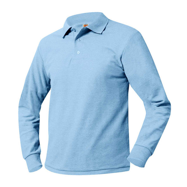 Blue Unisex Pique Long Sleeve Polo Essential