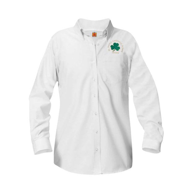 St. Patrick Female White Oxford Long Sleeve Blouse