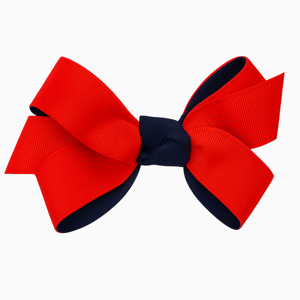 Red Navy Hair Bow with Highlights
