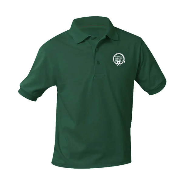 American Heritage Unisex Green Jersey Knit Short Sleeve Polo