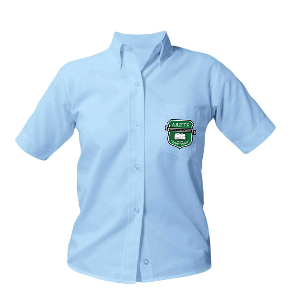 Arete Prep Academy Female Oxford Short Sleeve Blouse - Patch on the pocket