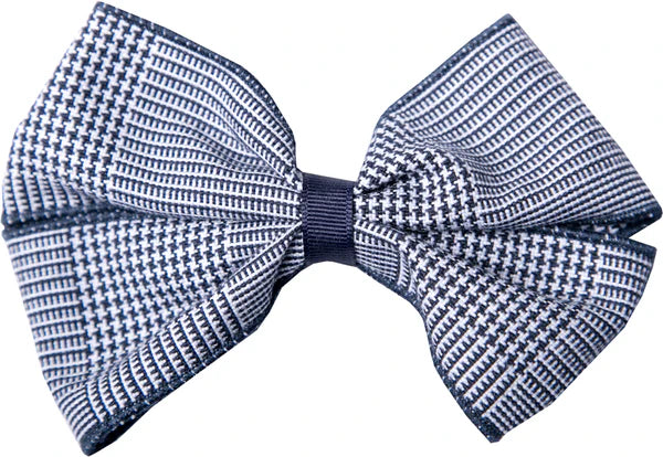 Navy and White Shadow Clip Hair Bow