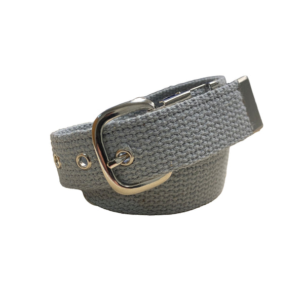 Metal Buckle Grey Cotton Web Belt