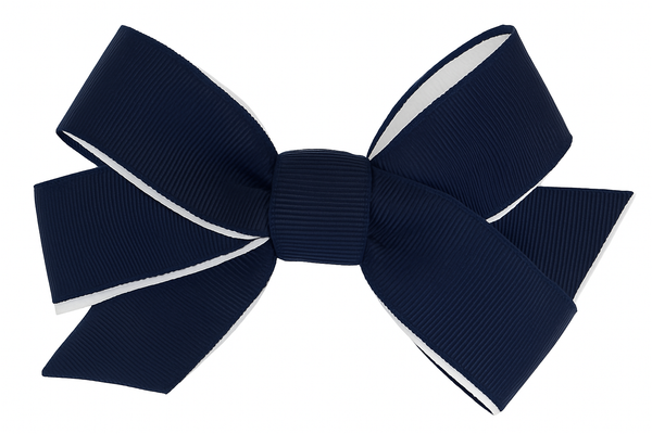 Navy White Hair Bow with Highlights