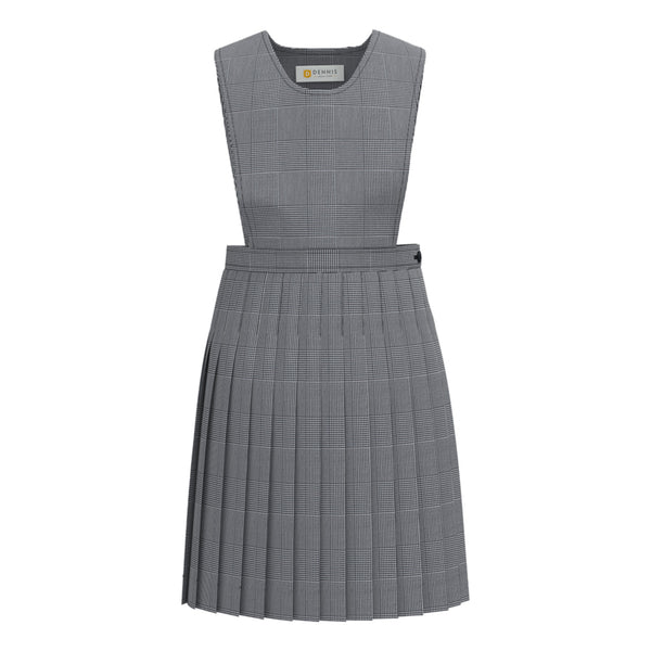 Navy and White Shadow Plaid Scoop Neck Knife Pleat Jumper