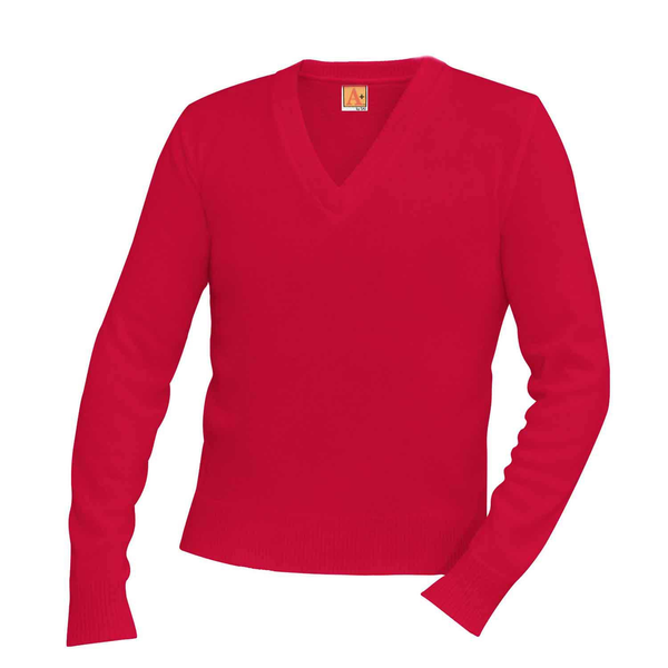 Unisex V Neck Pullover Sweater Red