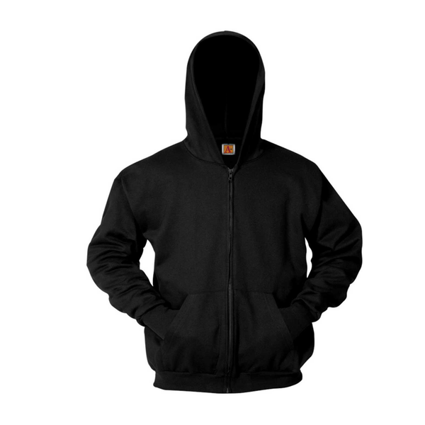 Unisex Black Full Zip Fleece Hoodie
